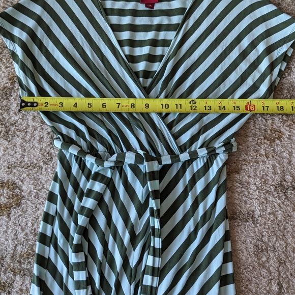 Merona Green Stripe Short Sleeve Maxi Dress Belt Stretch Women's Size Small - Picture 6 of 8